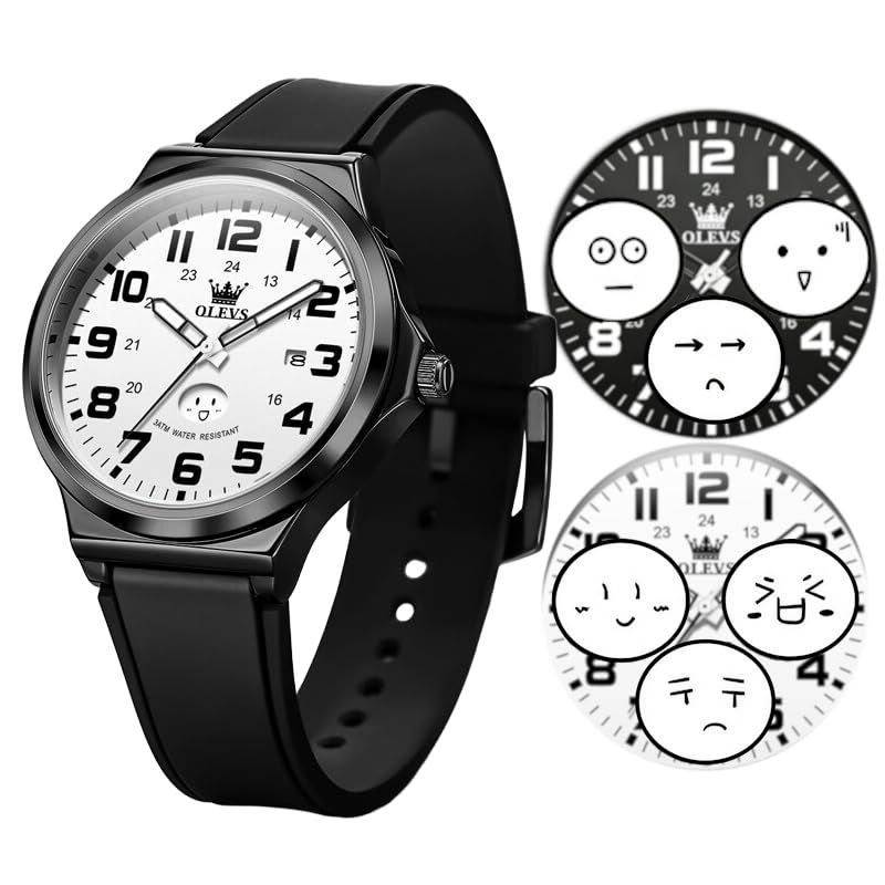 【新品】 OLVES 腕時計 クオーツ 男女兼用 シンプル 受験 テスト 高校生 カップル 静音 防水 夜光 アナログ 曜日表示 ウレタンベルト カジュアル 見やすい 学生 男女 ホワイト