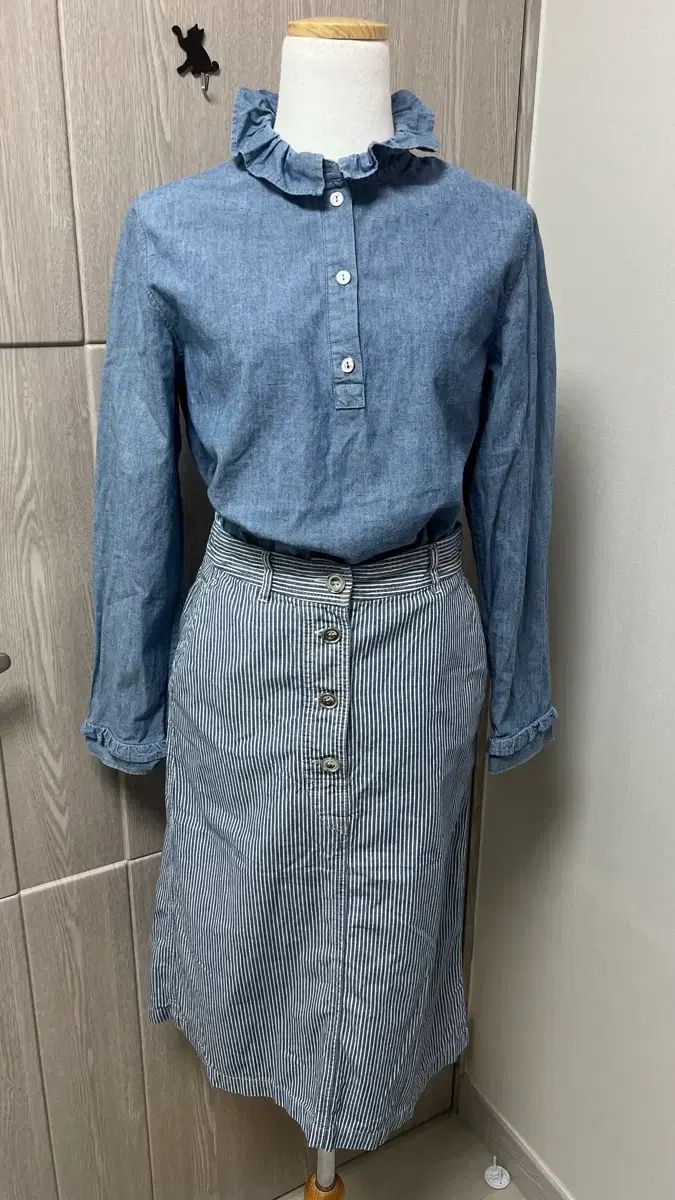 A.P.C. アーペーセー デニム シャツ & ストライプ スカート セット 36/38