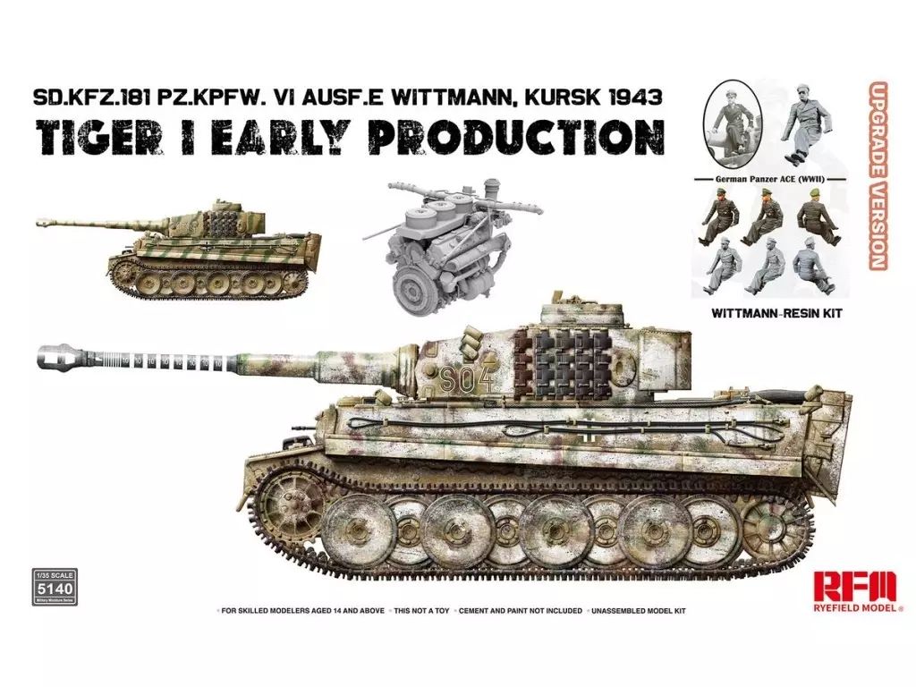 【新品】プラモデル 1/35 Sd.Kfz.181 タイガーI 前期型 w/ヴィットマンレジンフィギュア クルスク1943年 グレードアップ版 [RFM5140]