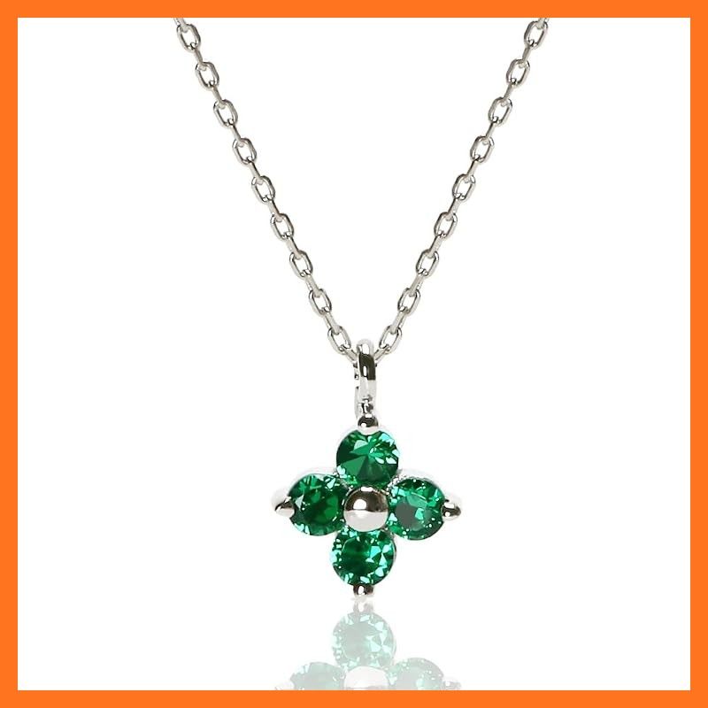 【新品】 [Cloud-jewelry] クラウドジュエリー 5月誕生石 エメラルド フラワー レディース ネックレス シルバー925【木製 プレゼント ギフト BOX付 】 fcn-1e