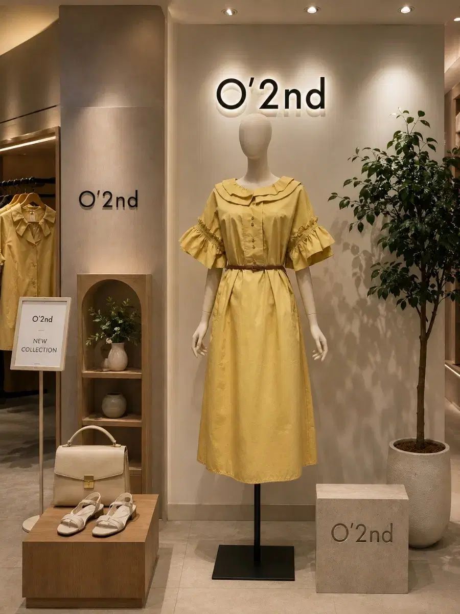ハンサム / オッズセカンド (O'2nd) コットンシャカシャカ素材 フリルカラ ワンピース