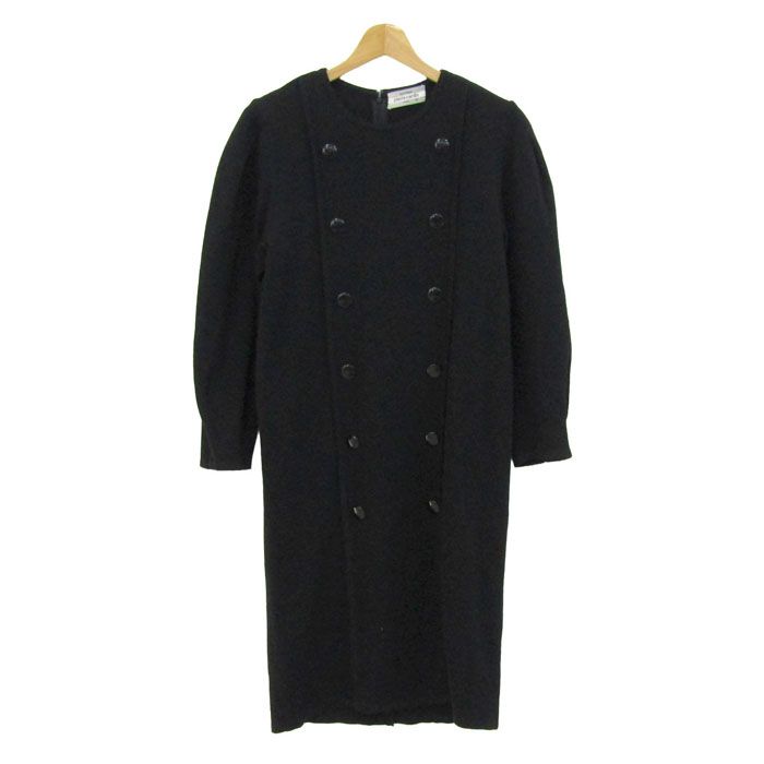 ピエールカルダン ウールコート ロングコート ダブルブレスト アウター レディース Mサイズ ブラック Pierre Cardin 【中古】