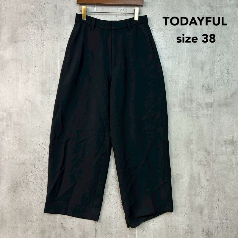 TODAYFUL トゥデイフル 38 ブラック 黒 Wide Cocoon Trousers ワイド コクーン トラウザーズ スラックス パンツ ボトムス ズボン ハイウエスト 12520722 カジュアル モード ロング ★ ◇■ ◆■