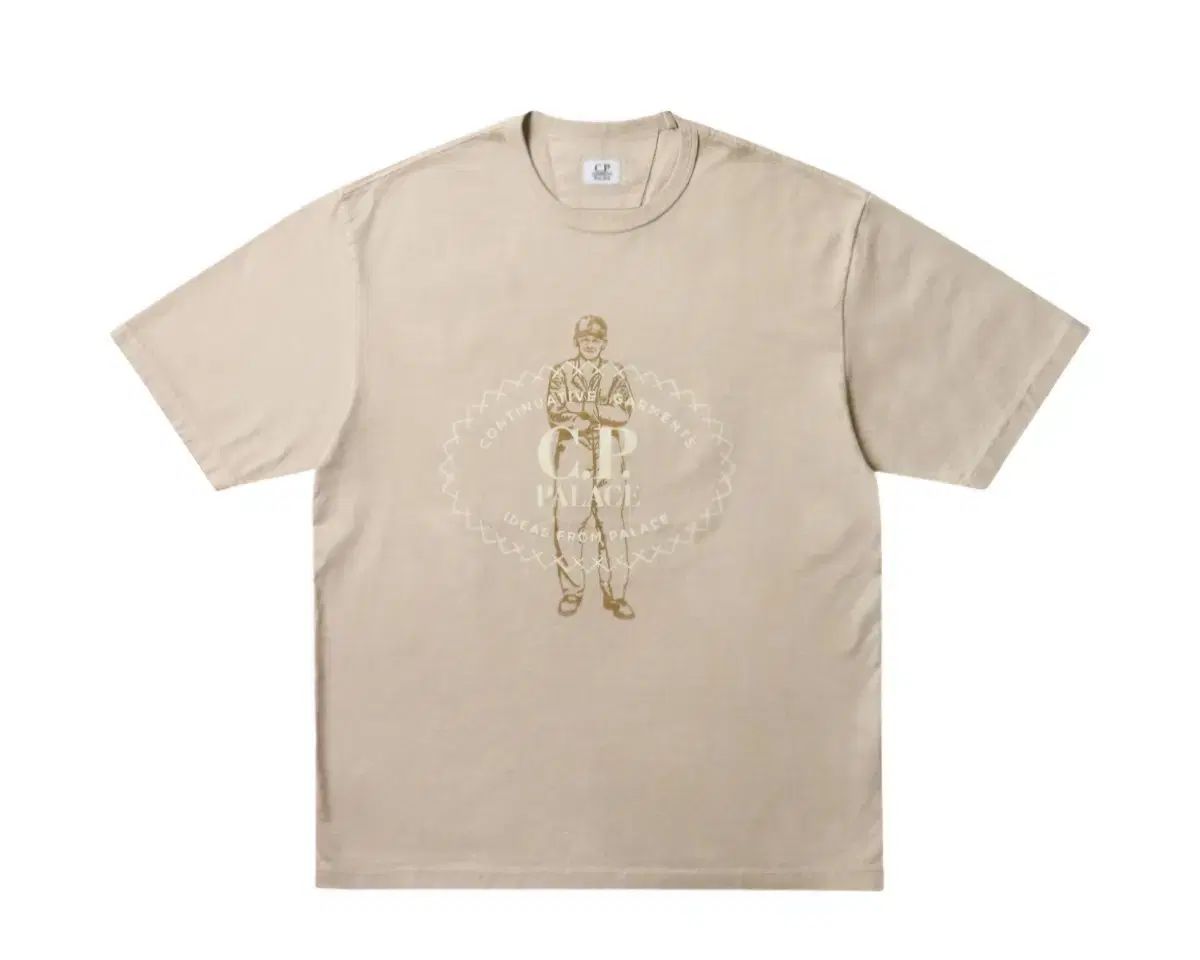 PALACE x C.P. COMPANY ヘビーTシャツ ストーン (L)