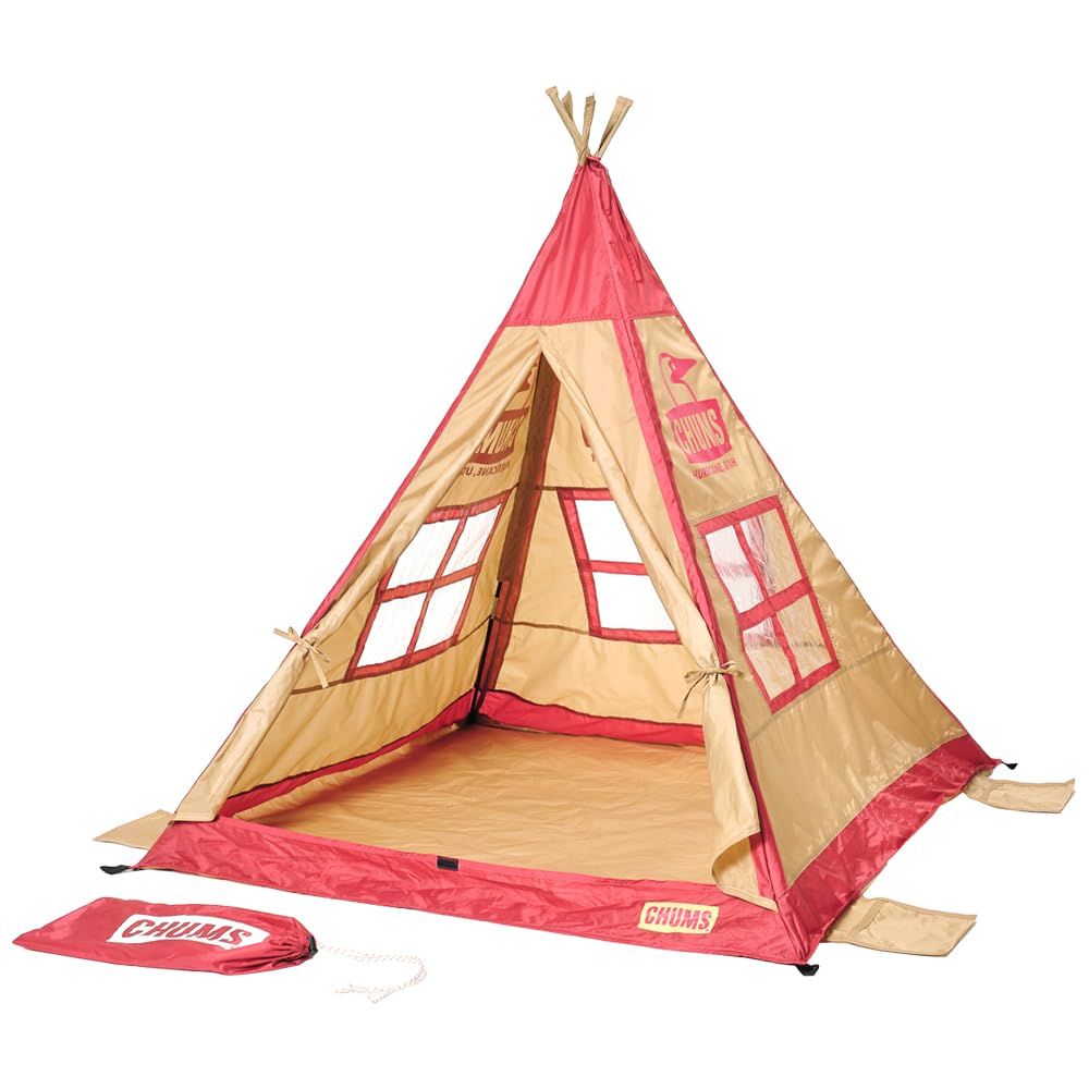 Chum Kids Tent Beige/Red H138 x W120 x D120cm CH62-1901-B044-00 Outdoor Play for Kids