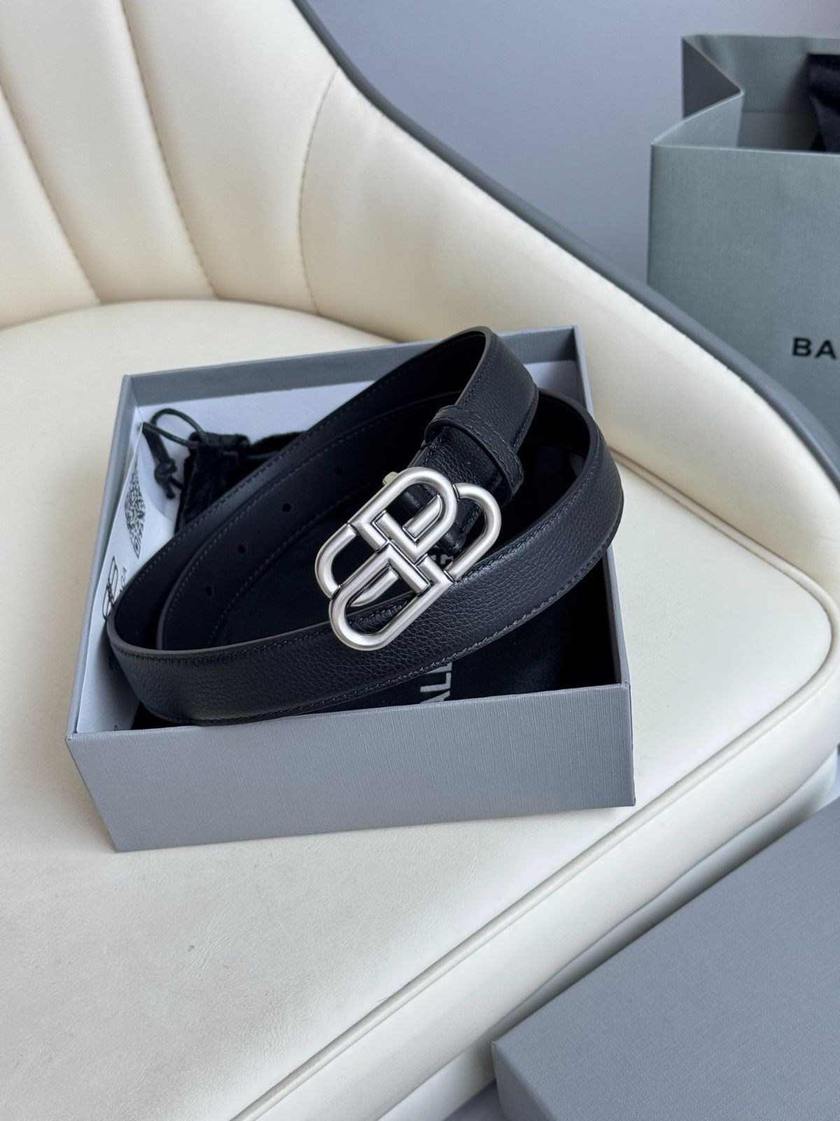 【今日特価】Balenciaga 2.5cm 幅 都市風尚レザーベルト-3