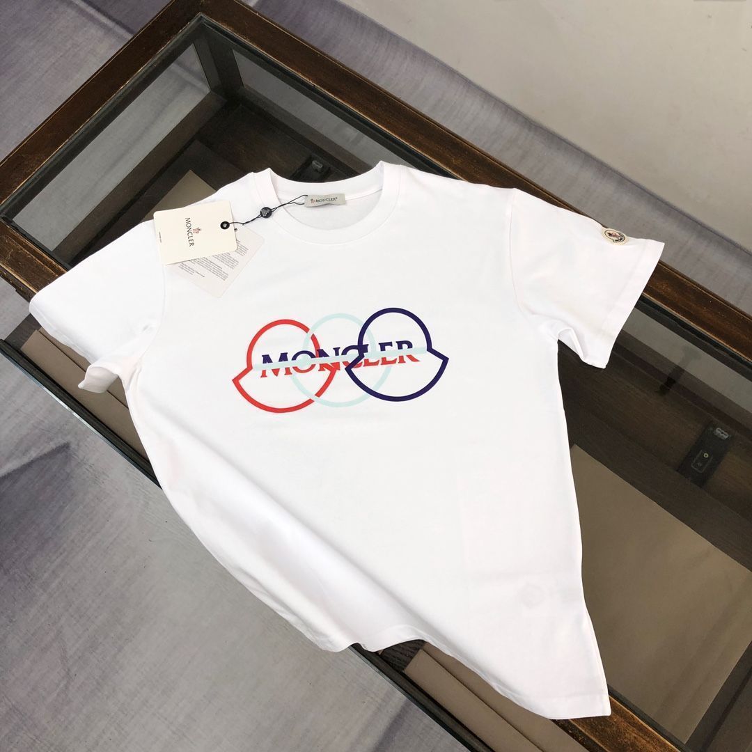 【本日限定特価】MONCLER 春夏 カップルTシャツ ブラック/ホワイト [本日特価|新品未使用品]-MM輸入