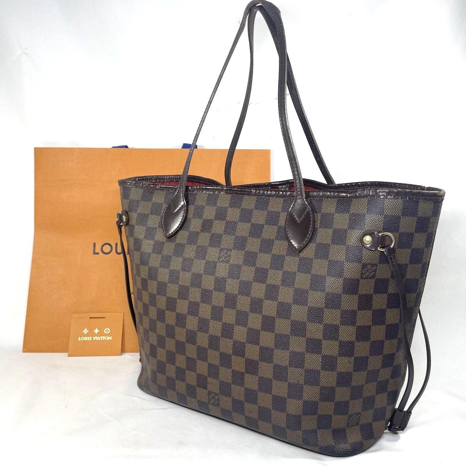 【本物】ルイ ヴィトン トートバッグ ネヴァーフルMM Neverfull MM ダミエ エベヌ N51105 LOUIS VUITTON ショルダー