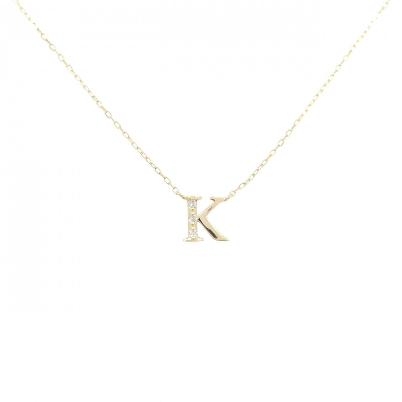 K18YG イニシャルK ダイヤモンド ネックレス