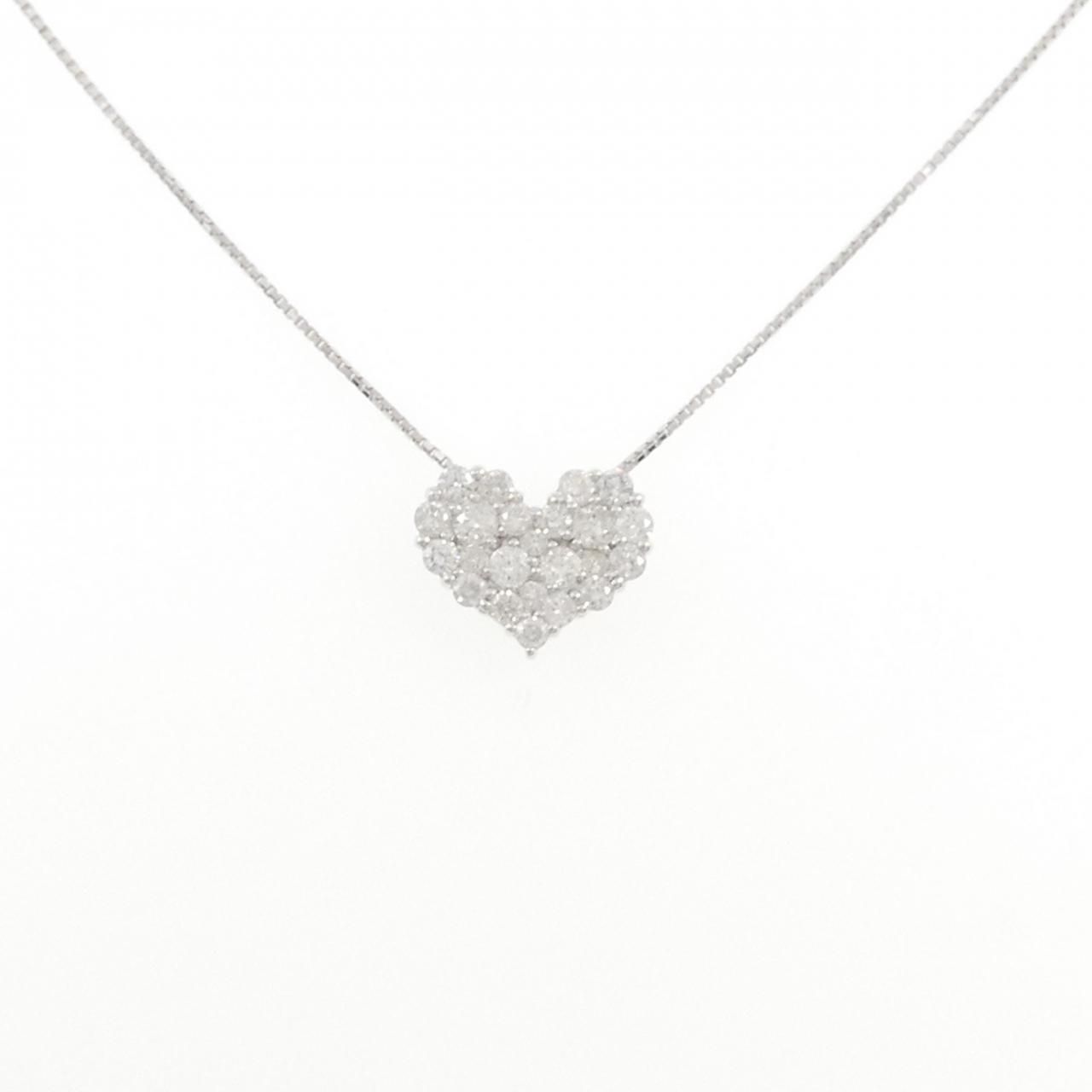 K14WG ハート ダイヤモンド ネックレス 1.00CT