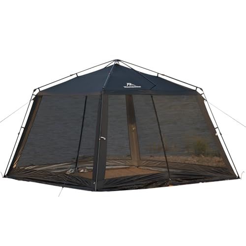 Mountainhiker 一键式 蚊帳テント 四面メッシュスクリーンテント 3.3m×3.3m×2.1m｜大型サンシェード｜防虫・通気性 ワンタッチ設営｜BBQ/キャンプ/庭/アウトドア【ブラック】