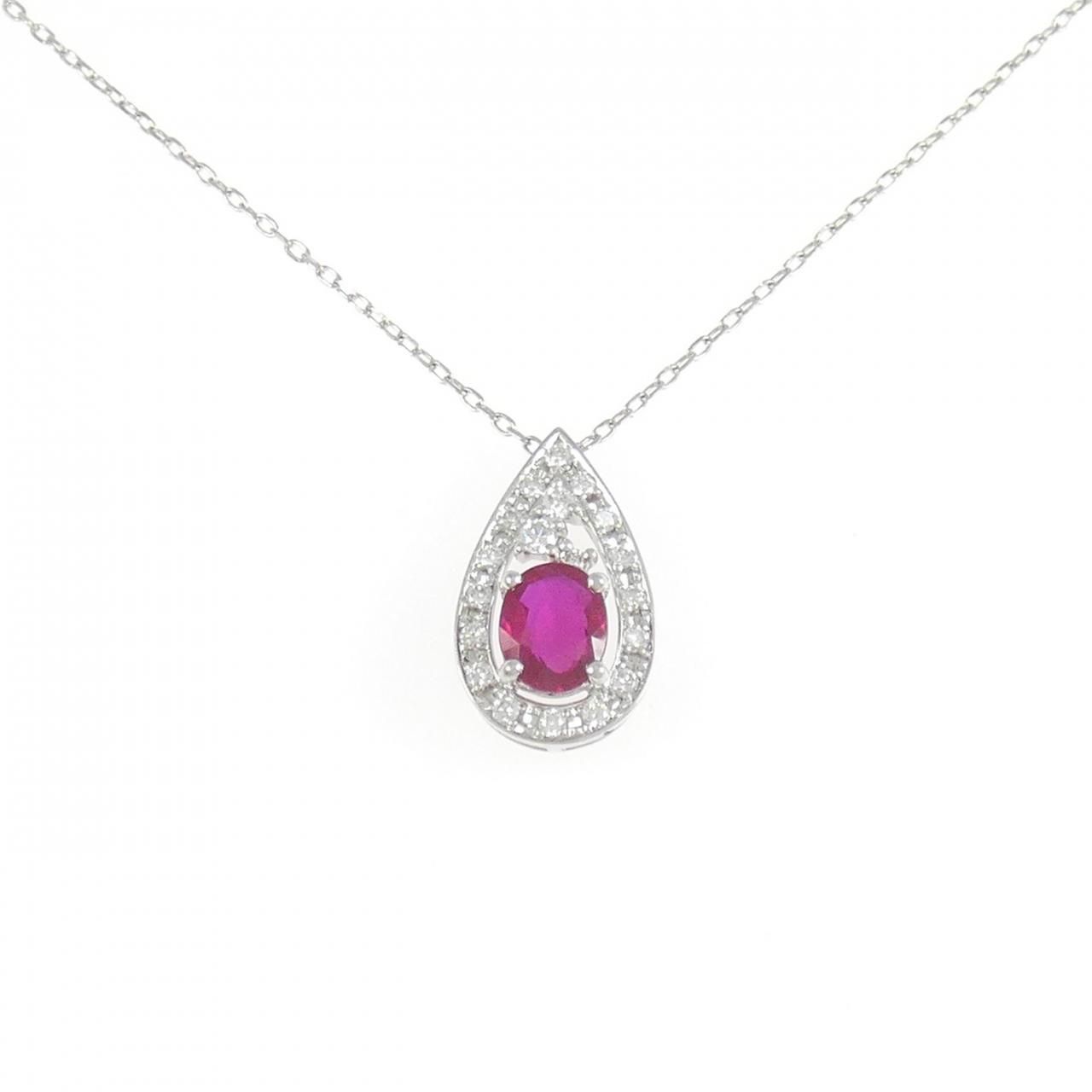 PT900/PT850 ルビー ネックレス 1.12CT