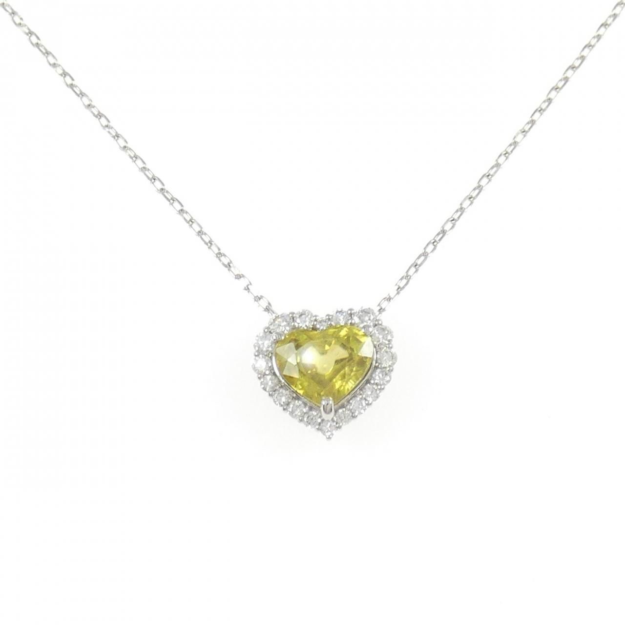 PT900/PT850 ハート スフェーン ネックレス 1.48CT