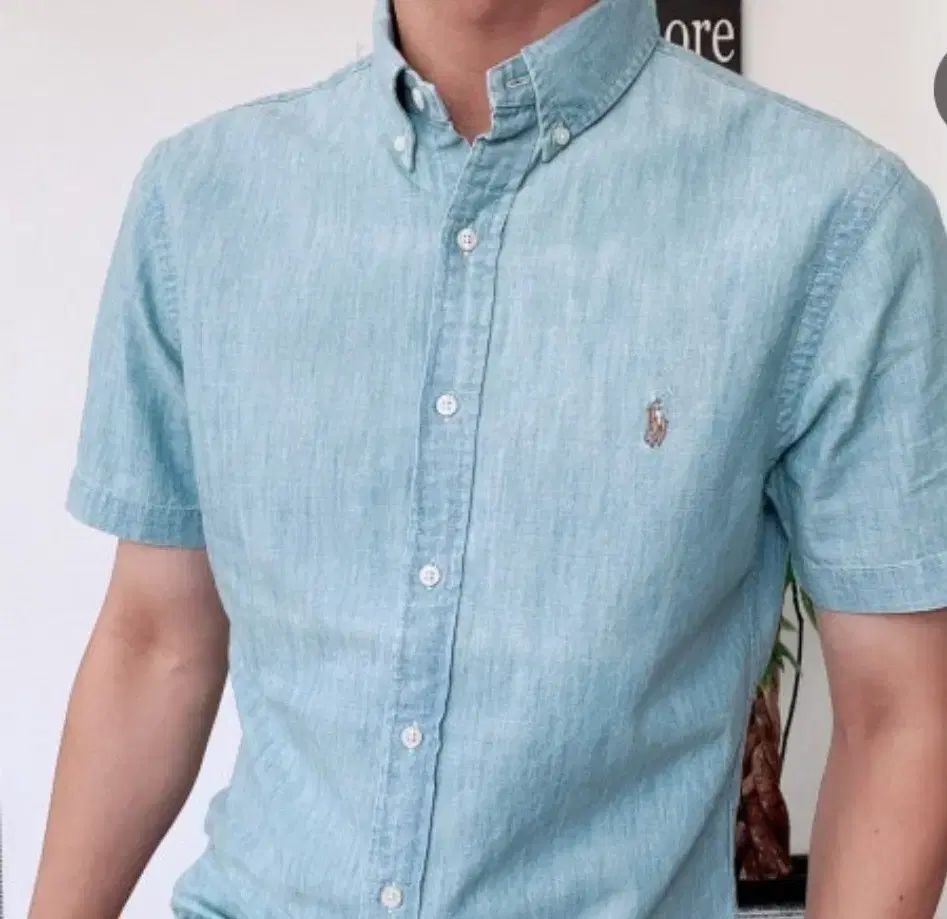 新モデル ロゴ POLO ラルフローレン シャンブレー デニム 半袖 シャツ