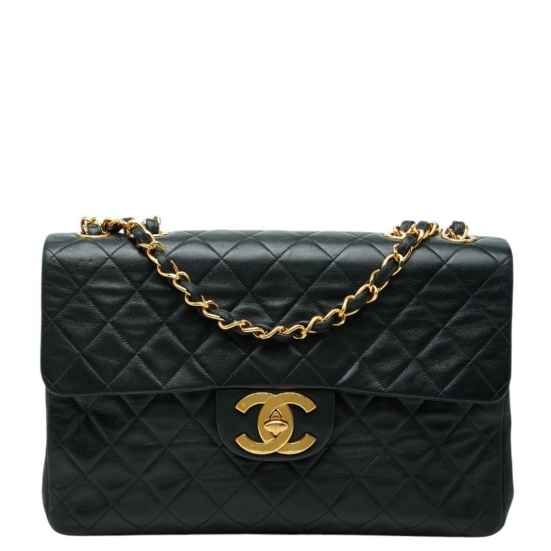 シャネル ココマーク マトラッセ チェーン ショルダーバッグ ブラック レザー レディース CHANEL【214-75130】