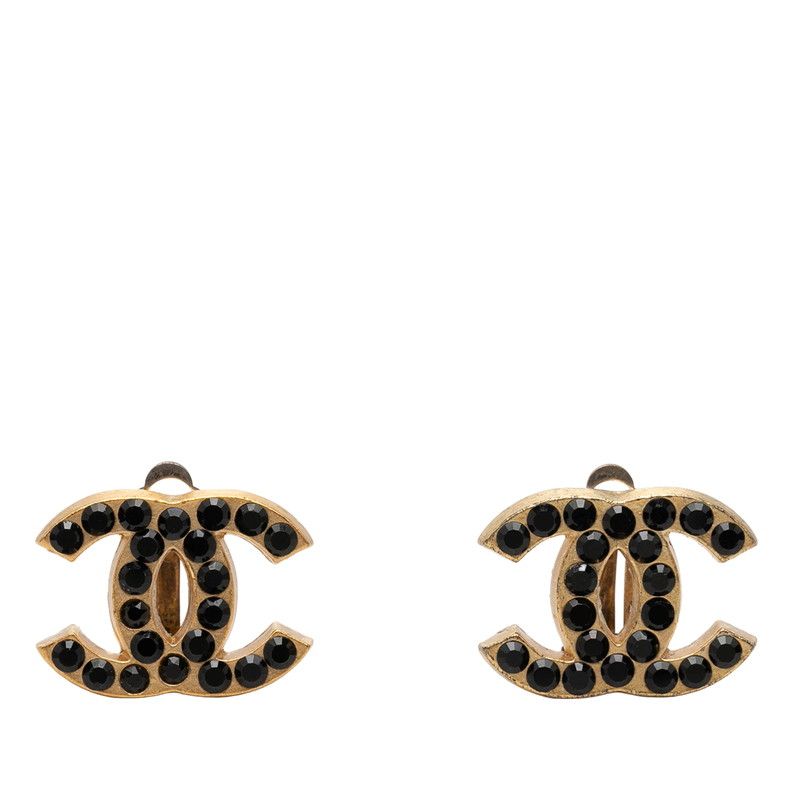 シャネル ココマーク イヤリング 01A刻印 ゴールド メッキ ラインストーン レディース CHANEL【1-0275322】