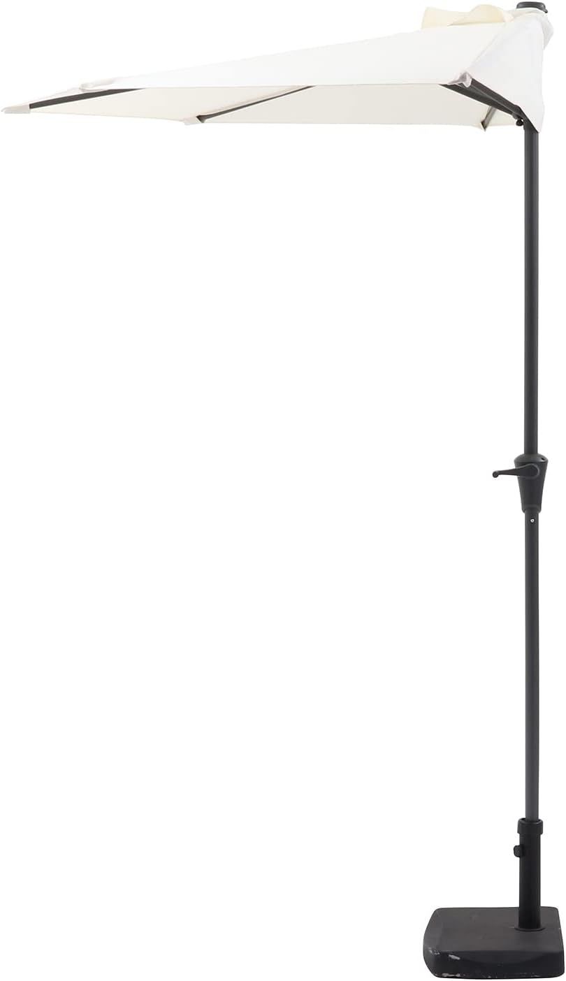 不二貿易 パラソル 270cm 半円型 アイボリー ガーデン クランク式開閉 アルミ製 大型 37854【直径 270cm_半円】
