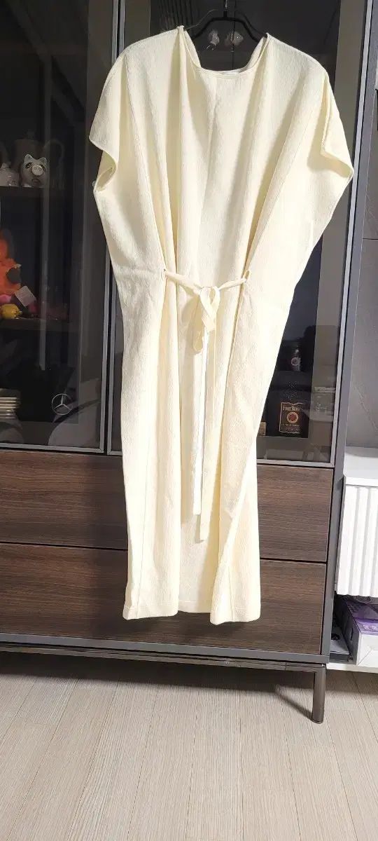 未使用新品)) 드마이어 アイボリー リネン ブレンド ニット ロング ONE PIECE フリーサイズ