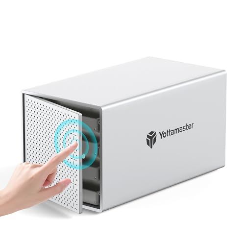 Yottamaster 4台HDDケース 3.5/2.5インチ SATA HDD/SSD対応 最大22TB×4 USB 3.0 Type-B接続 アルミ製 80mm静音ファン搭載 外付けストレージケース データ保存・バックアップ向け [PS4 368a6b2b