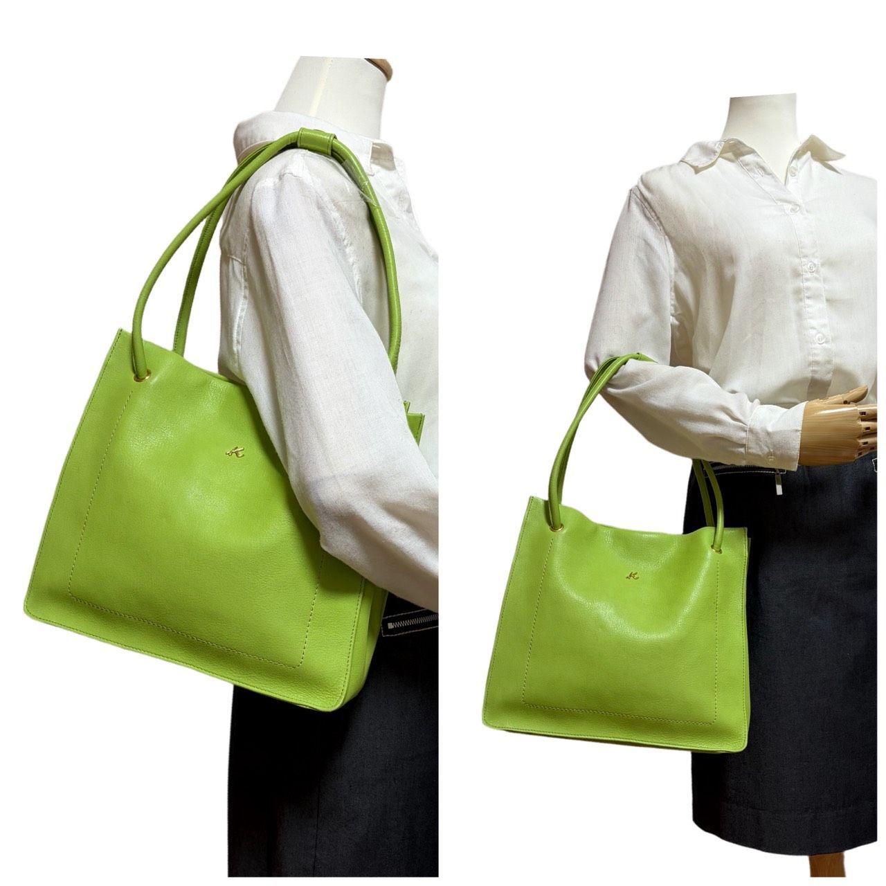 【美品】キタムラ　ハンドバッグ　トートバッグ　レザー　グリーン 希少カラー✤良品【Kitamura／キタムラ】トートバッグ／肩掛けバッグ