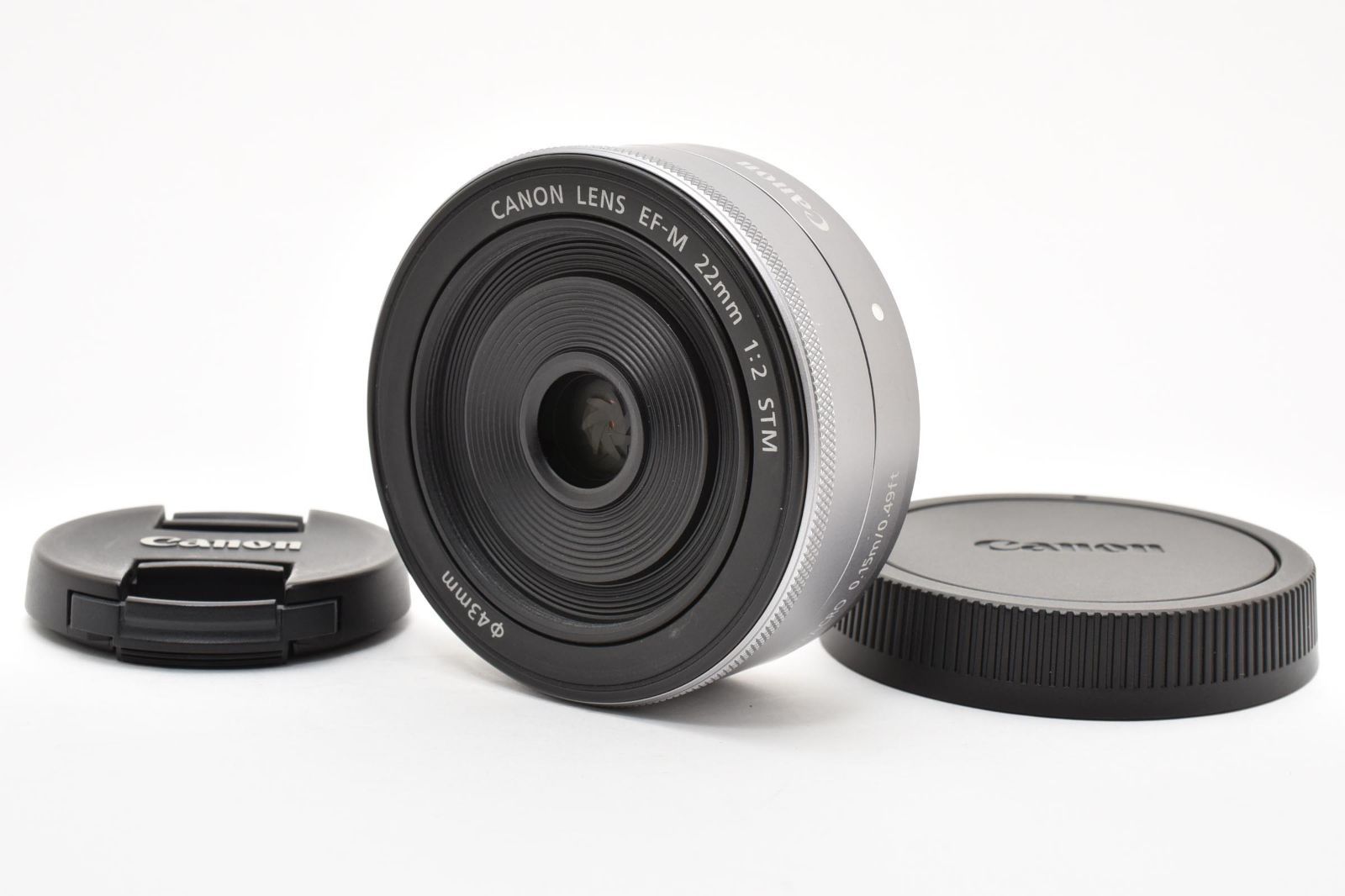 【返品保証】★美品★キヤノン Canon EF-M 22mm F2 STM シルバー 《前後キャップ付属》★ L100#8059
