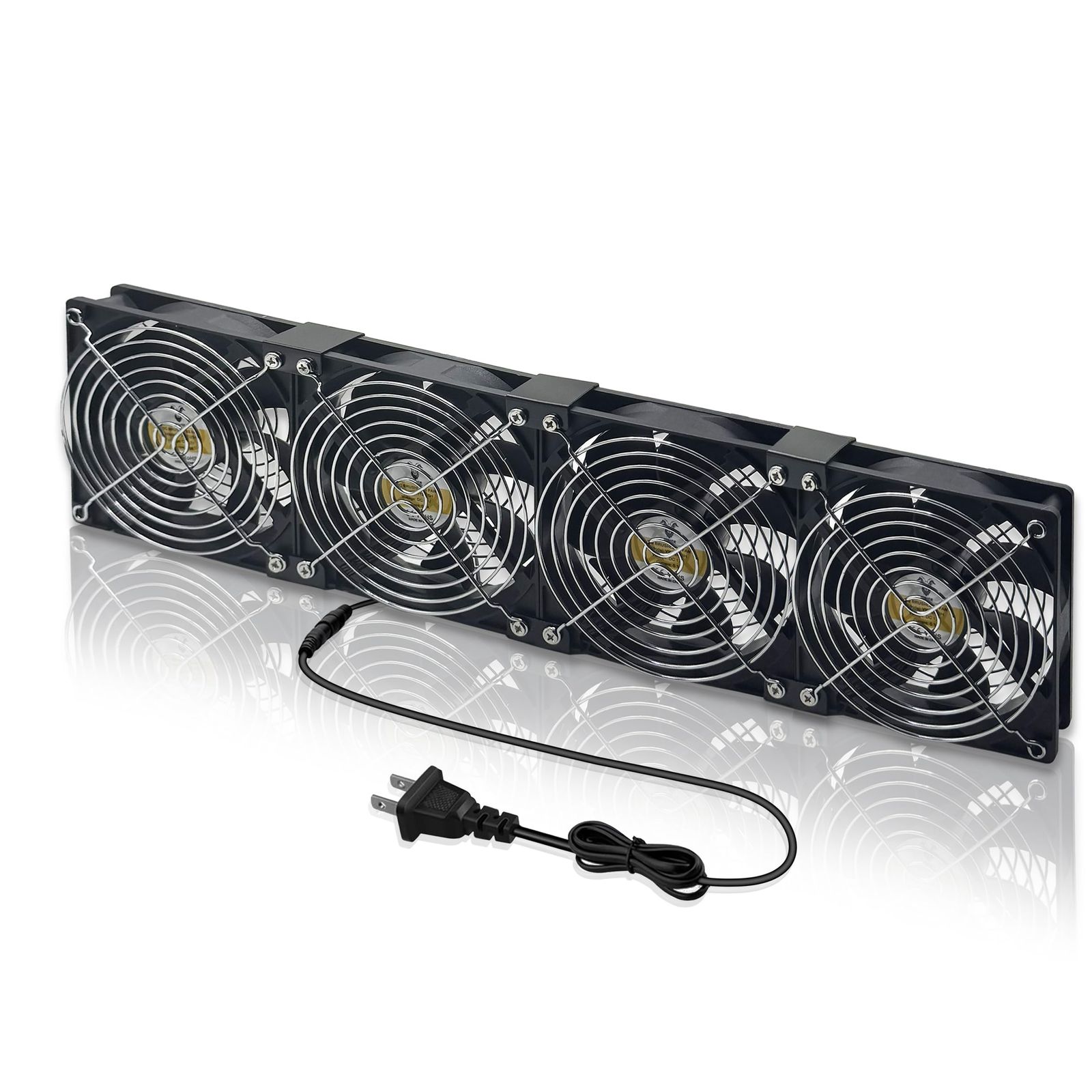 YOWEE 4連 120mmx25mm AC100-240V 冷却ファン 窓用 温室用 車中泊 換気扇、US プラグkoe 4c0b5983