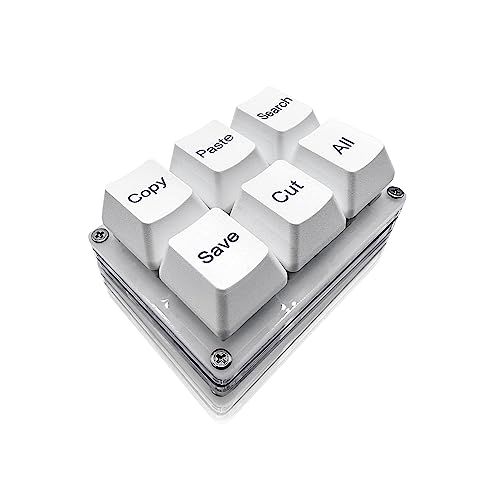 BTXETUEL コピーペースト 検索 セーブ カット オール6キー キーボード 片手OSUキーパッド プログラム可能 メカニカル ショートカット マクロキーボード 仕事やゲーム用 (ホワイト)ma