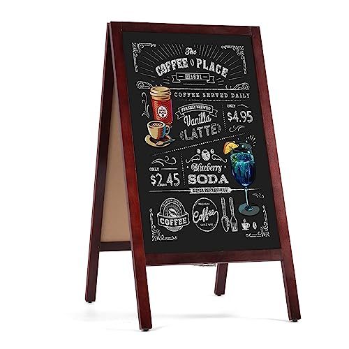 【ナリタカストア】看板 立て看板 スタンド看板 A型看板 A型ブラックボード 黒板 両面 H855mm 濃茶 磁石（磁石4個付） マーカー 木製A型看板ブラックボード A型スタンド黒板看板 グロス仕様 a型看板 インテリア 店舗備品 ディスプレイ おしゃれｍａ