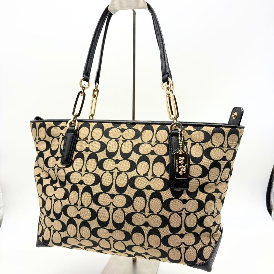 COACH コーチ トートバッグ キャンバス シグネチャー ベージュ 
