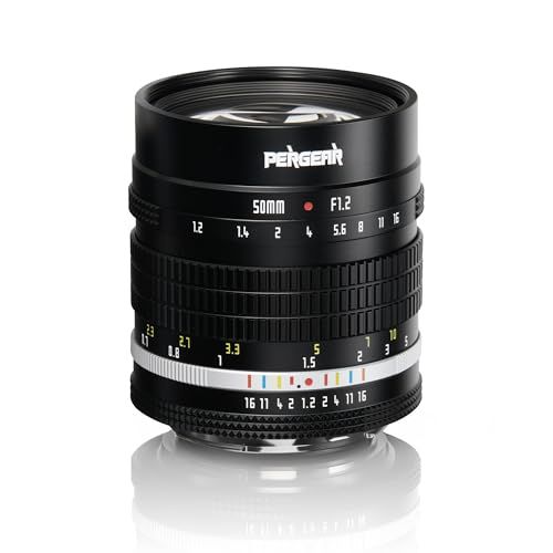 Pergear 50mm F1.2 単焦点レンズ APS-C マイクロフォーサーズ ポートレート撮影 MFT M43 ミラーレスカメラ用 MF（マニュアルフォーカス） 5群7枚構成 F1.2大口径 小型 軽量 蛍光コーティング【国内正規品・2年】（ブラ送料無料