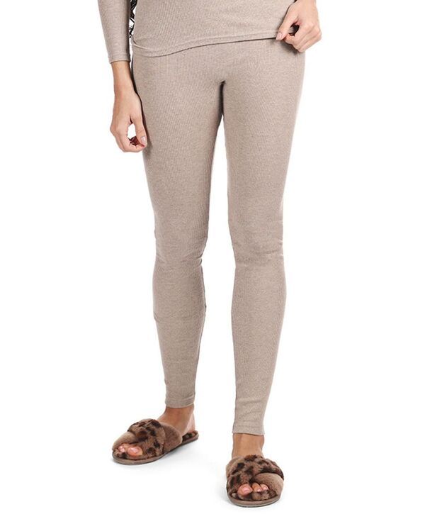 メモイ レディース ボトムス レギンス リブ コットン MeMoi Womens Organic Cotton Seamless Classic Ribbed Leggings Beige heath