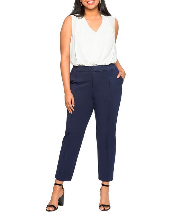 エロクイ レディース ボトムス カジュアルパンツ プラスサイズ トール ELOQUII Plus Size Tall The Ultimate Stretch Work Pant Maritime b