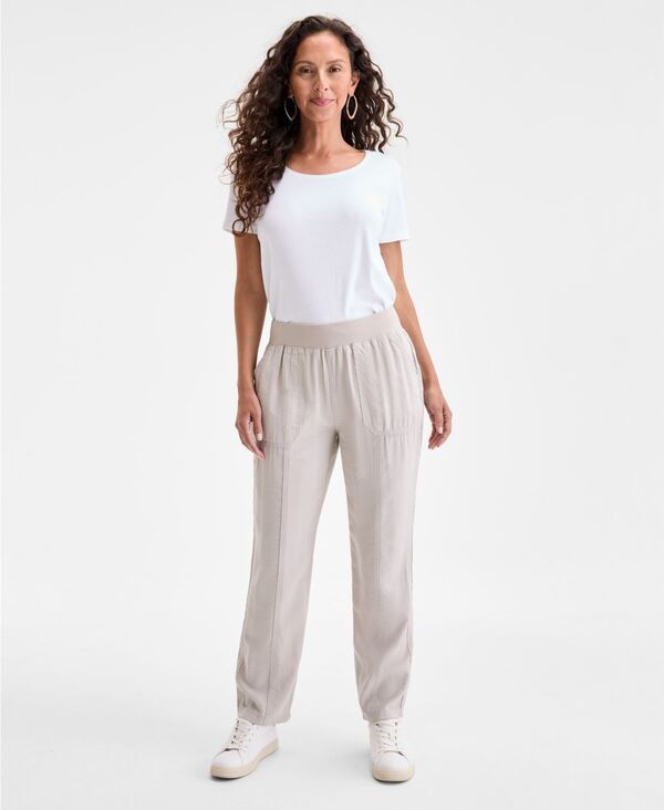 スタイルアンドコー レディース ボトムス カジュアルパンツ プチ パンツ アンクル Style Co Petite Mid Rise PullOn Ankle Pants Stone Wall ストー