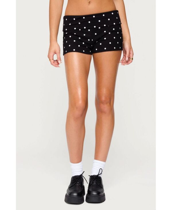 アディクテッド レディース ボトムス ハーフパンツ・ショーツ ドット柄 ドット ショートパンツ Edikted Womens Chelsie Polka Dot Foldover Shorts Bla