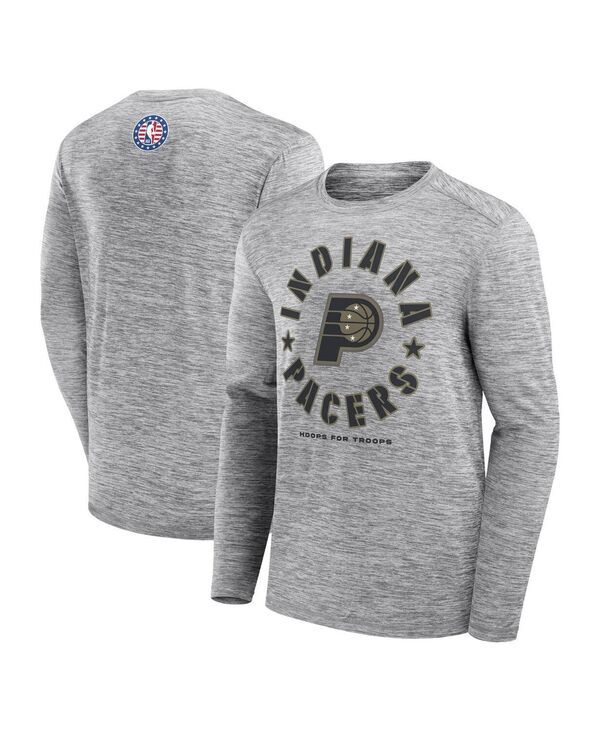 ファナティクス メンズ トップス Tシャツ Fanatics Mens Heather Gray Indiana Pacers NBA Hoops for Troops Long Sleeve TSh