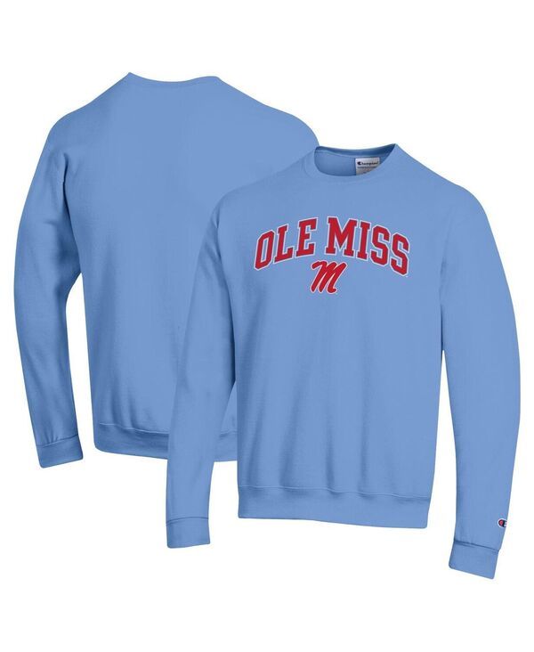 チャンピオン メンズ アウター パーカー・スウェット スウェット シャツ ロゴ Champion Mens Powder Blue Ole Miss Rebels Arch Over Logo Pul