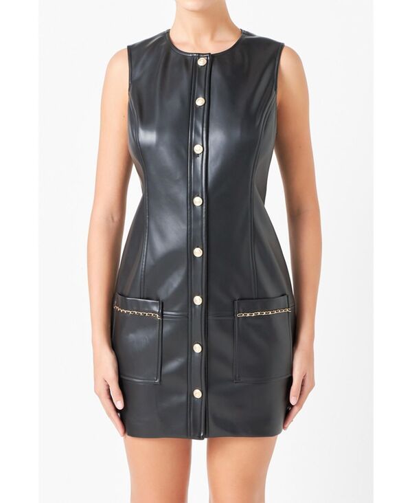 エンドレスローズ レディース トップス ワンピース endless rose Womens PU Chain Dress Black ブラック