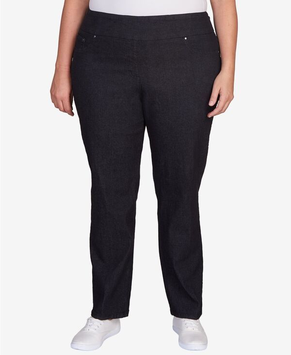 ルビーアールディー レディース ボトムス デニムパンツ プラスサイズ パンツ デニム Ruby Rd Plus Size Pull On Denim Pants Black ブラック