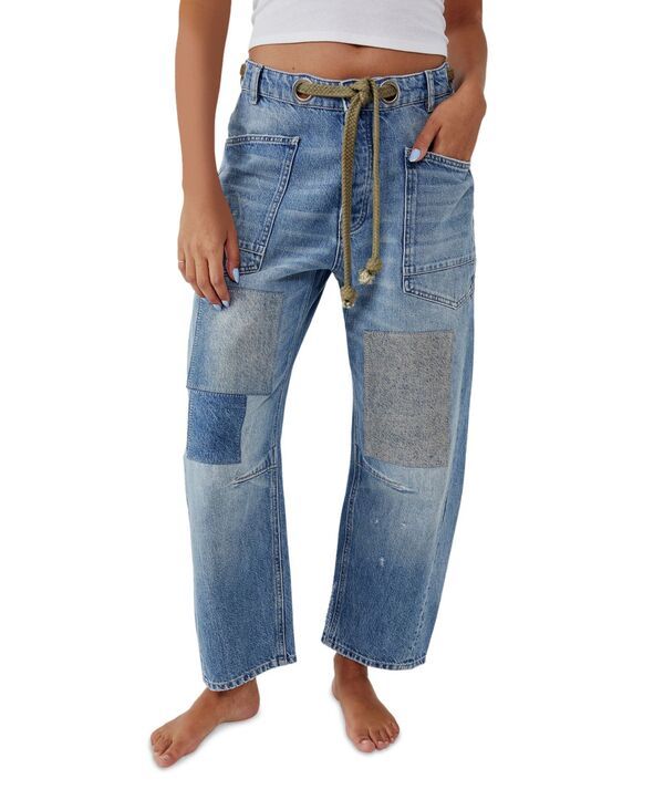 フリーピープル レディース ボトムス デニムパンツ コットン ジーンズ Free People Womens Moxie Cotton LowSlung Barrel Jeans Truest Blu