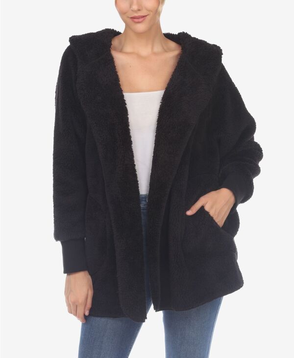 ホワイトマーク レディース アウター ジャケット・ブルゾン プラスサイズ ジャケット White Mark Womens Plush Hooded with Pockets Jacket Black
