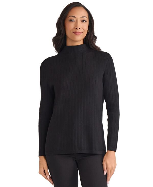 ジョーンズニューヨーク レディース アウター ニット・セーター スタンドネック Jones New York Womens Wide Rib Funnel Neck Sweater Jones Bla