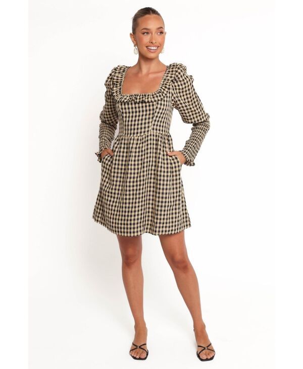 Petal and Pup レディース トップス ワンピース ミニ Petal and Pup Womens Xenia Mini Dress Blackbeige gingham ブラック