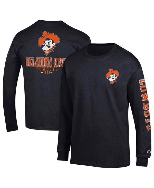 チャンピオン メンズ トップス Tシャツ Champion Mens Black Oklahoma State Cowboys Team Stack Long Sleeve Tshirt Black 10,485円