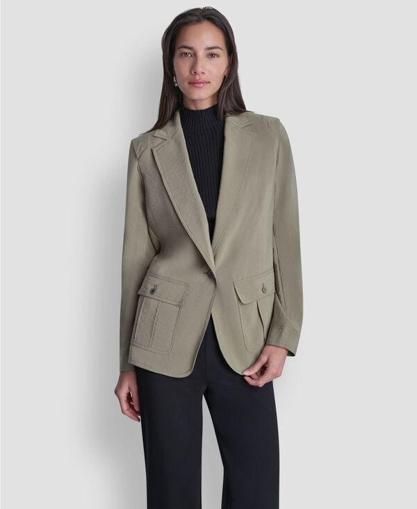 【送料無料】 ダナ キャラン ニューヨーク レディース ジャケット・ブルゾン ブレザー アウター Womens Peak Lapel Collar Sueded Fuji Blazer Light F