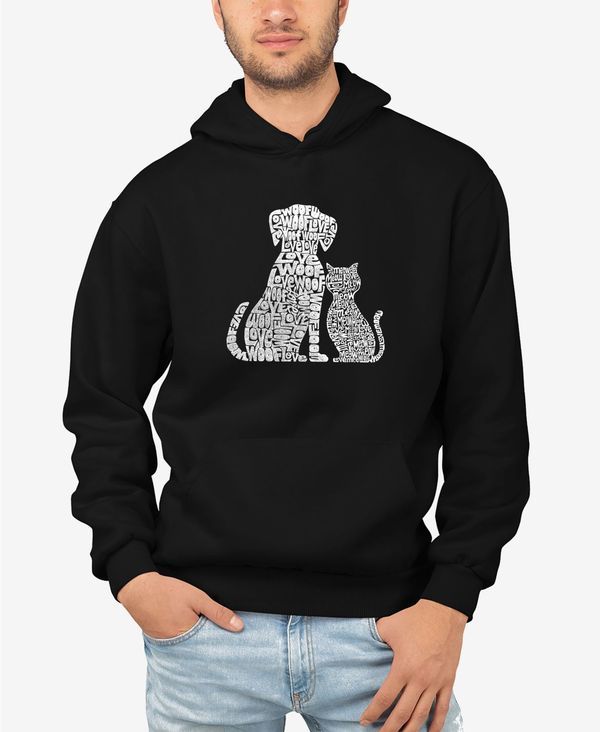 エルエーポップアート メンズ アウター パーカー・スウェット スウェット シャツ LA Pop Art Mens Word Art Dogs and Cats Hooded Sweatshirt Bl