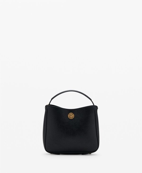 マンゴ レディース バッグ MANGO Womens Metal Detail Small Bucket Bag Black ブラック