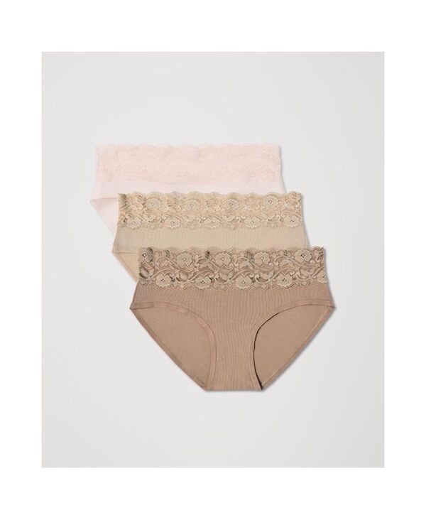 【送料無料】 パクト レディース パンツ アンダーウェア Womens Lace Waist Brief 3Pack Nearly bare