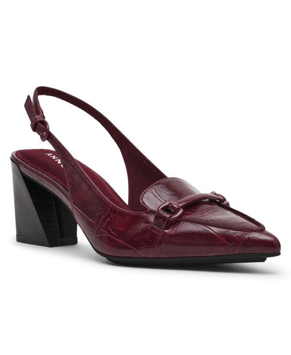 アンクライン レディース シューズ パンプス ヒール Anne Klein Womens Royce Block Heel Slingback Tailored Pumps Wine Croco ワイ