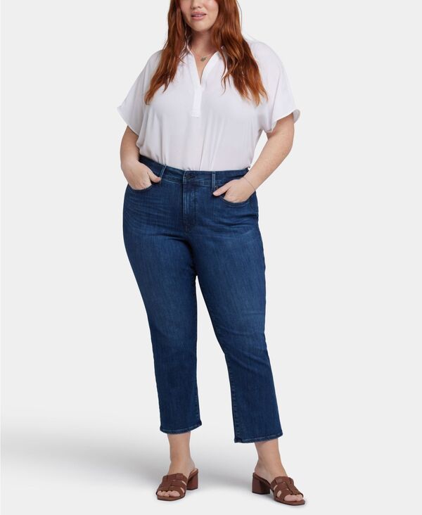 エヌワイディージェイ レディース ボトムス デニムパンツ プラスサイズ アンクル ジーンズ NYDJ Plus Size Marilyn Straight Ankle Jeans Ibiza Blue