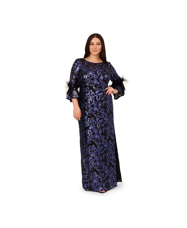 アドリアナ パペル レディース トップス ワンピース プラスサイズ スパンコール 刺繍 Adrianna Papell Plus Size Sequin Embroidered Slim Column